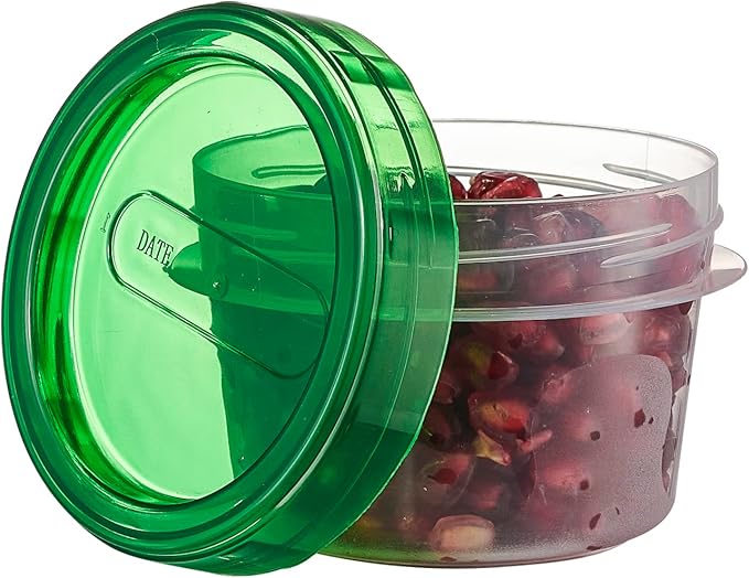 PLASTICPRO 12 Pack Twist Cap Food Storage Containers with Green Screw on Lid- 4 oz Reusable Meal Prep Containers