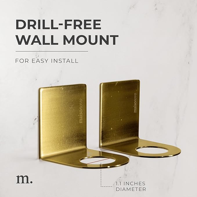 MAISONOVO Adhesive Soap Holder | Shampoo Bottle Holder Set of 2 - Gold | Soap Bottle Holder | Wall Mounted Soap Holder | Soap Dispenser Holder