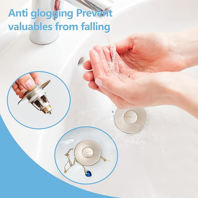 QYHNYJF Bathroom Sink Stoppers Brushed Nickel – Pop Up Drain Stopper & Strainer