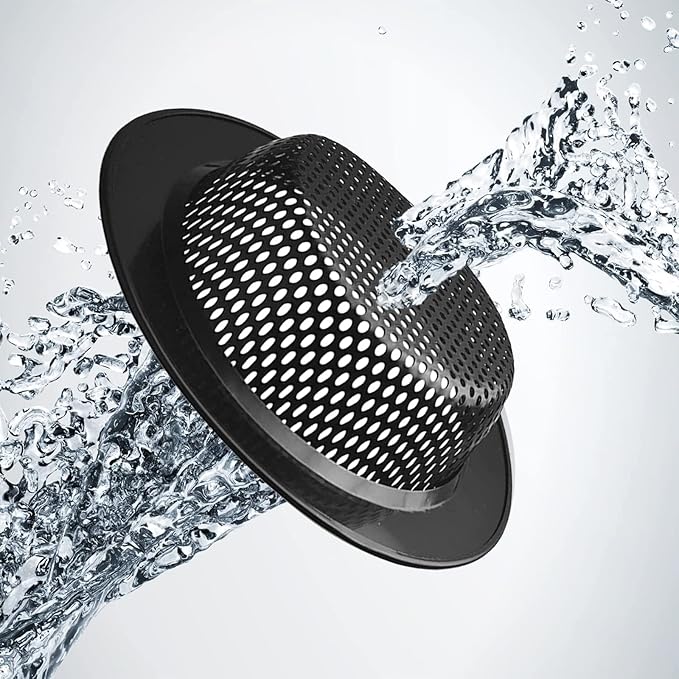 2 Pcs Black Stainless Steel Mesh Sink Drain Strainer, 2.75" Top/1.66" Kitchen Filter Trap Basket