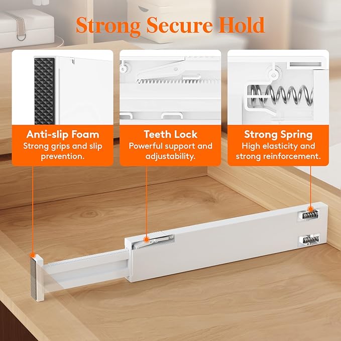 12 Pack 2.36" High Drawer Dividers 40-56cm/16-22 Adjustable Drawer Organizer