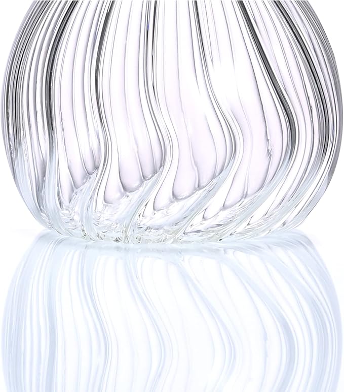 ELETON Stripe BallBorosilicate Glass Olive Oil Dispenser – Non Drip 5 oz Bottle for Kitchen, Leak Proof Vinegar Cruet, Easy Clean Modern Pourer(5oz/125ml)