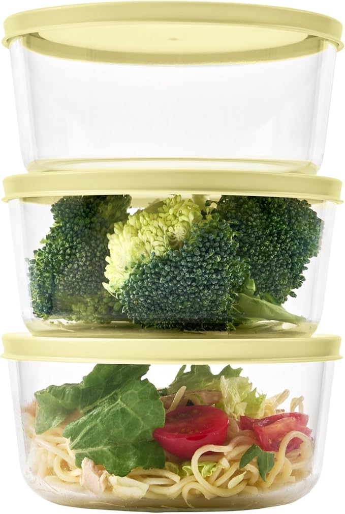 DURA LIVING 6-Piece Glass Food Storage Containers Set (3 Containers + 3 BPA-Free Lids) | 4-Cup, Leakproof | Microwave, Freezer, Oven & Dishwasher Safe