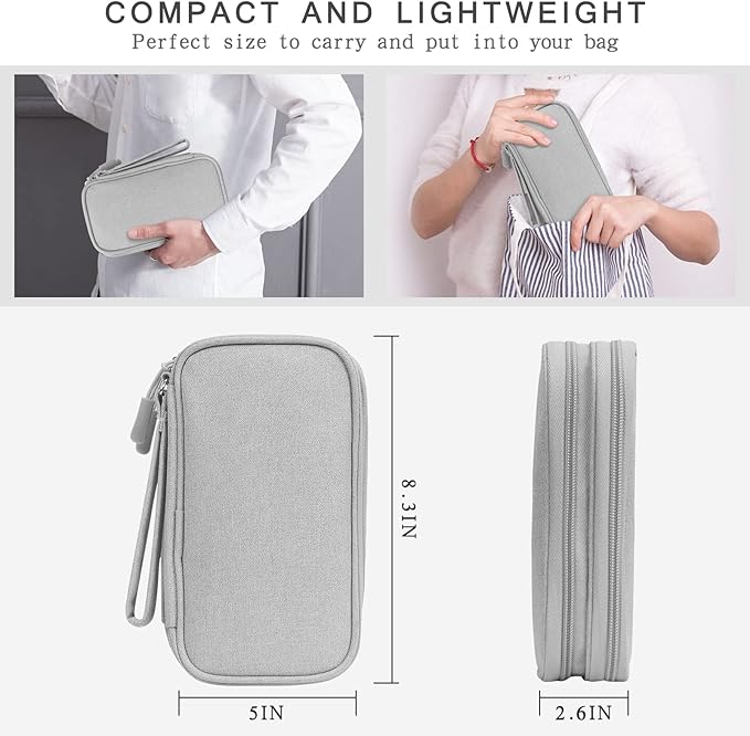 Skycase Electronic Organizer Travel Case - Waterproof Travel Cord Pouches for Organization, Cable Organizer, All-in-One Double Layers Storage Bag for Accessories, Charger, Cable, Grey-1