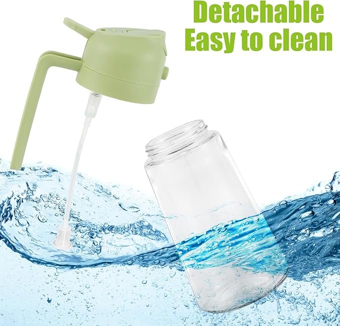 3PCS 2 in 1 Oil Dispenser and Sprayer,16oz/470ml Glass Olive Dispenser Bottle & Oil Spray Bottle,Oil Sprayer for Cooking,Kitchen,Salad,Barbecue,Air Fryer (Green)