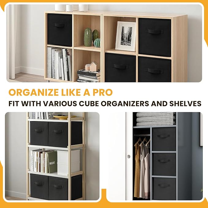 Large Storage Cubes- 13 Inch Cube Storage Bins for Organizing Shelves Kallax