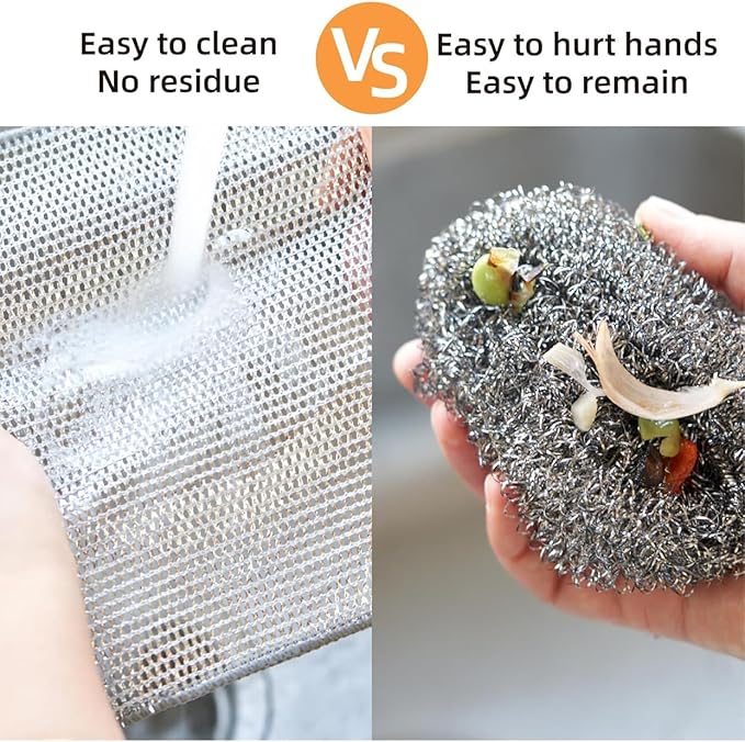 Mesh Microfiber Cleaning Cloths, Wire Dishwashing Rags, Multipurpose Kitchen Scrubbers, Wet and Dry Use