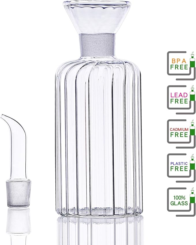 HAIZEEN 8oz/240ml Olive Oil Bottle Dispenser/Glass Cruet with DRIPLESS POUR SPOUT for Kitchen and BBQ