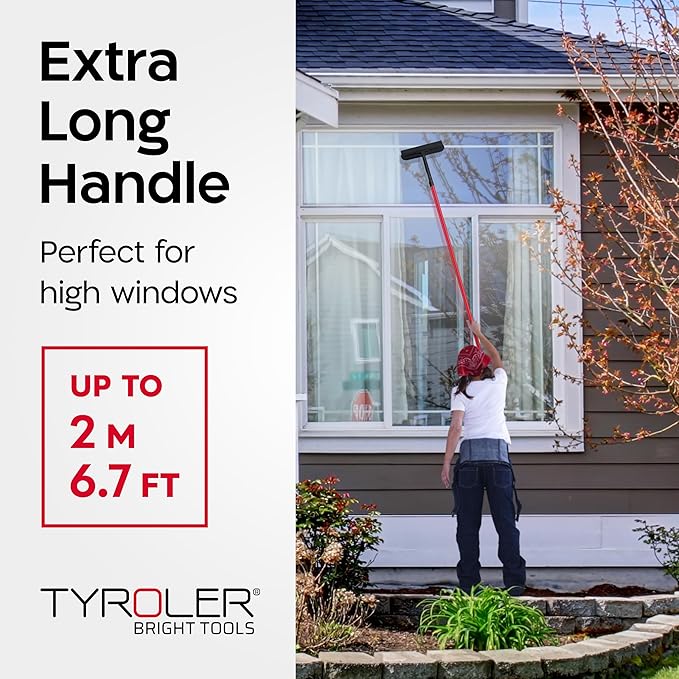 Tyroler Professional Window Squeegee for Home, 12"-80" Long Squeegee for Window Cleaning, 2-in-1 Window Cleaning Squeegee Kit, Indoor & Outdoor Window Cleaner Tool for High Windows & Glass (12"-80")