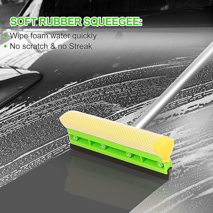 Wontolf 62'' Car Wash Brush with Long Handle Chenille Microfiber Car Wash Mop Mitt Kit Car Detailing Brush Cleaning Kit Window Squeegee Car Duster Drying Towels Tire Brush for Cars RV Truck Boat