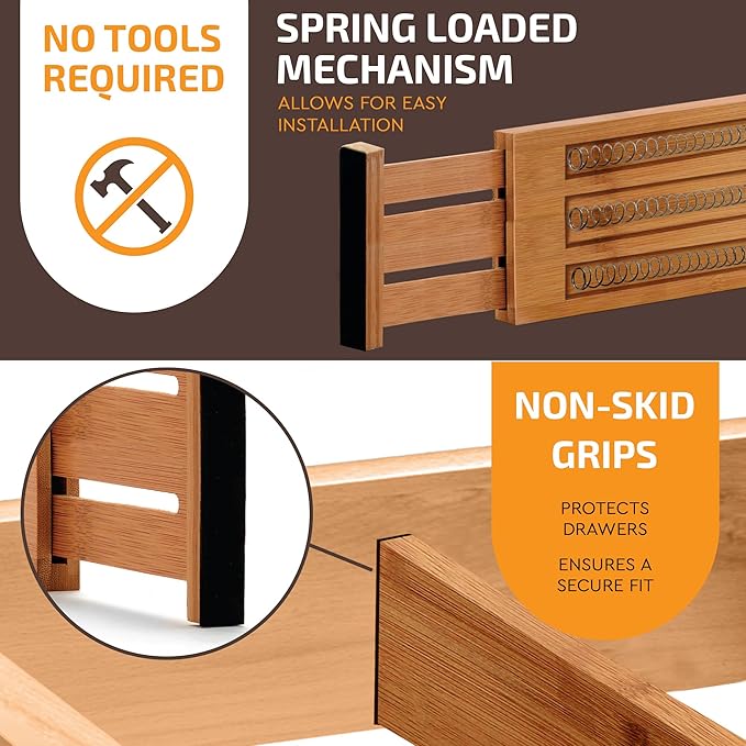 6-Pack Drawer Dividers, 6 Inches High, Kitchen Utensils