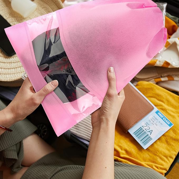 Large Pink Travel Shoe Bags, 10 Pcs