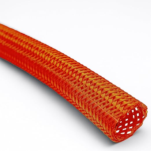 Electriduct 3/4" Hook Self Closing Sleeve Braid Wrap Around Sleeving Flame Retardant Flexible Mesh Cord Cover Cable Protector Wire Organizer - 25 Feet - Orange