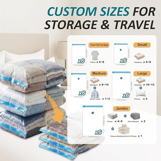 Cozy Essential Vacuum Storage Bags, 30 Combo