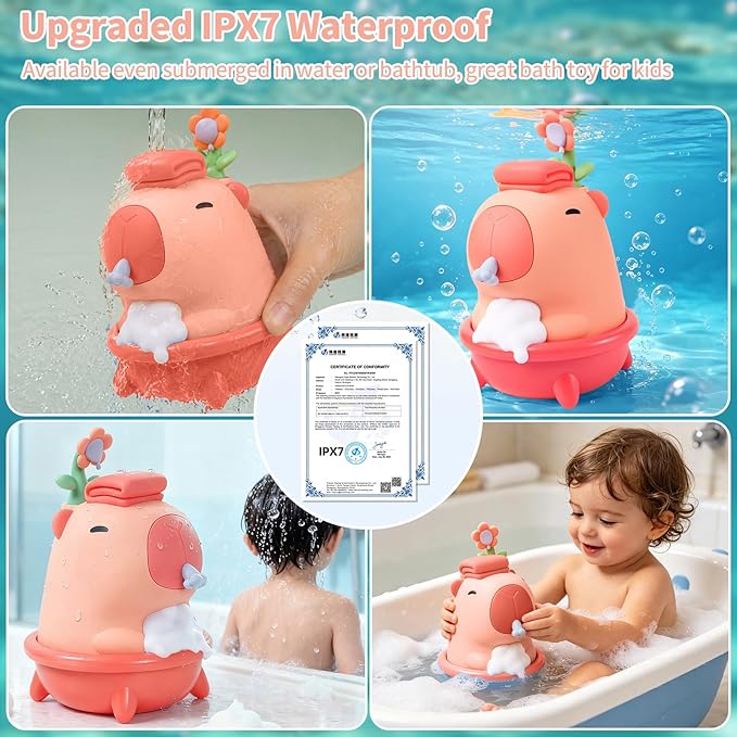 Pink Capybara Soap Dispenser - Kids Automatic Foam Hand Soap Dispenser Touchless,Wall Mount Waterproof USB Rechargeable, 9.5oz for Bathroom, Office, Hotel, Hospital, Preschool Children