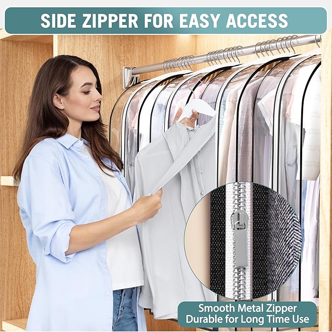Clear Garment Bags for Hanging Clothes 10” Gusseted