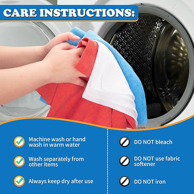 FIXSMITH Microfiber Cleaning Cloth, Pack of 12, Shop Towels Bulk, Microfiber Towels for Cars, Lint Free, Scratch-Free Cleaning Cloths, Cleaning Rags for Housekeeping, 11.5 x 11.5 inch