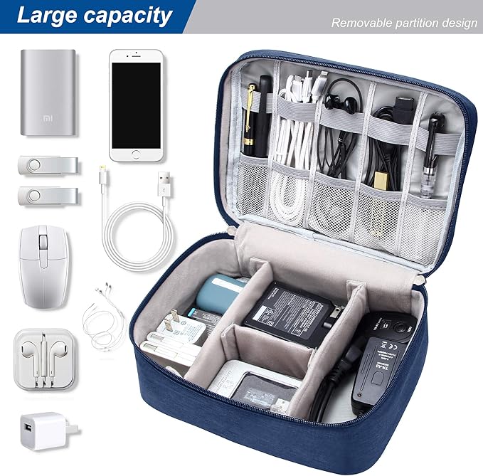 SELLYFELLY Electronics Organizer Travel Universal Cable Organizer Bag Waterproof Electronics Accessories Storage Cases for Cable, Charger, Phone, USB, SD Card, Hard Drives, Power Bank, Cords