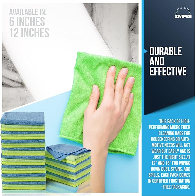 Zwipes Microfiber Towel Cleaning Cloths, 36 Pack, Assorted, (737)