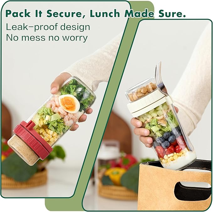 Danmu 24 oz Glass Meal Prep Containers 4-Pack with Lid & Dressing Cup