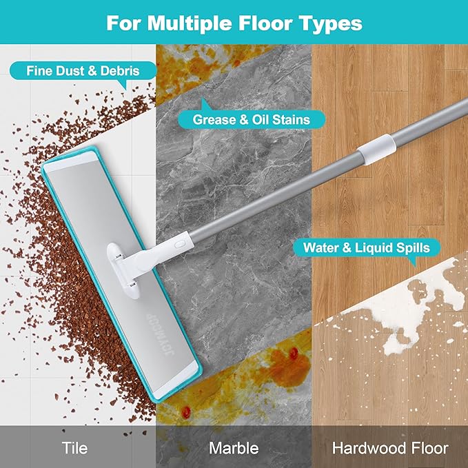 JOYMOOP 18 Inch Dust Mop for Hardwood Floors, Heavy Duty Industrial Wet Dry Mops with Telescopic Handle, Includes 3 Microfiber Mop Pads