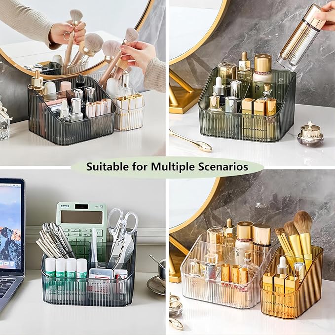 Large Capacity Makeup Brush Holder, 5 Slot Makeup Brush Cup, Clear-L
