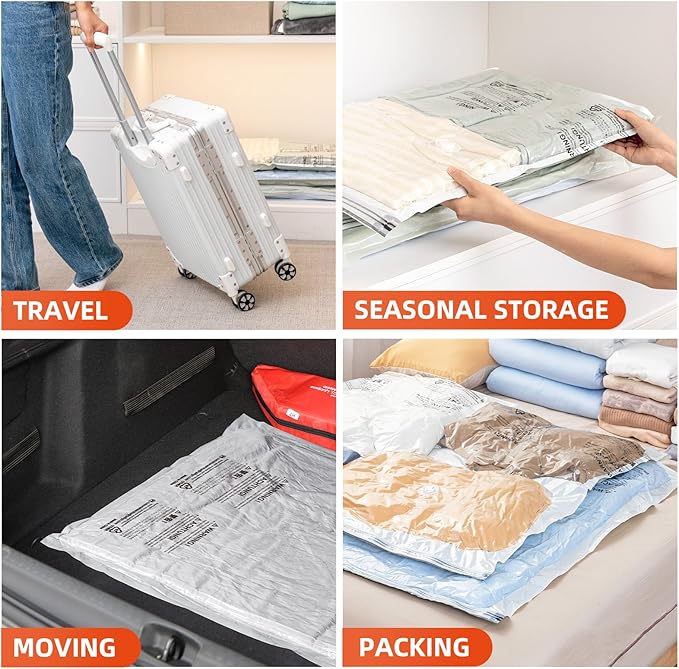 10 Pack Vacuum Storage Bags, Jumbo Vacuum Seal Bags for Clothing (40x31 Inch)