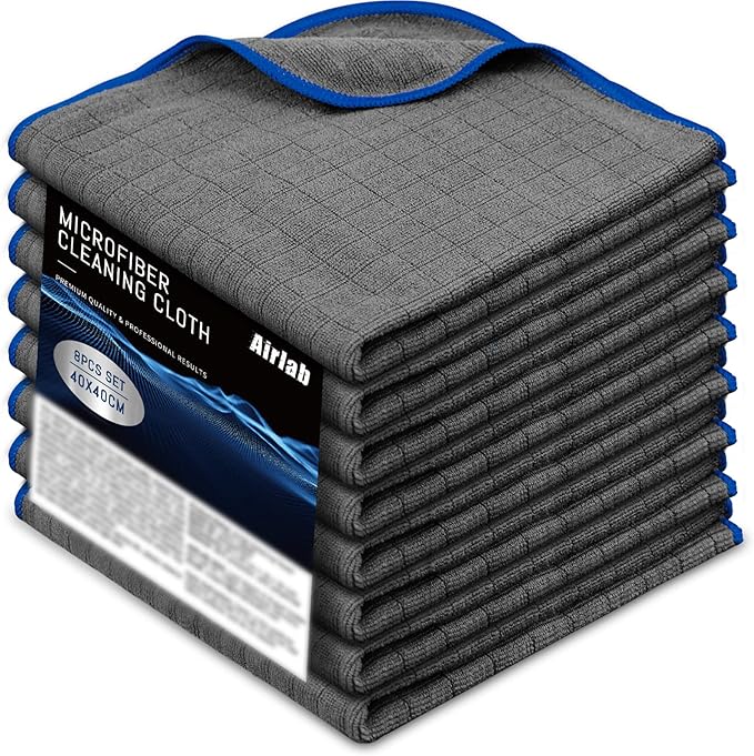 Airlab Microfiber Towels for Cars Wash Drying Auto Detailing, Highly Absorbent, Lint-Free, Streak-Free, All-Purpose Cleaning Cloths for Household