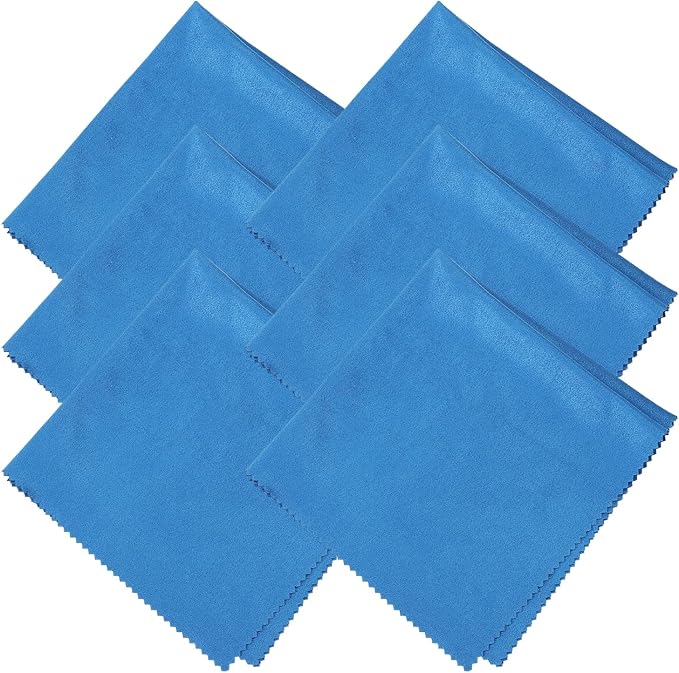 uxcell 6 Pcs Microfiber Cleaning Cloth for Glasses, 11.8 x 11.8 Inch Eyeglass Cleaning Cloth, Glasses Cleaner Wipes for Electronics Lenses Screens Cameras Cell Phones, Sapphire Blue