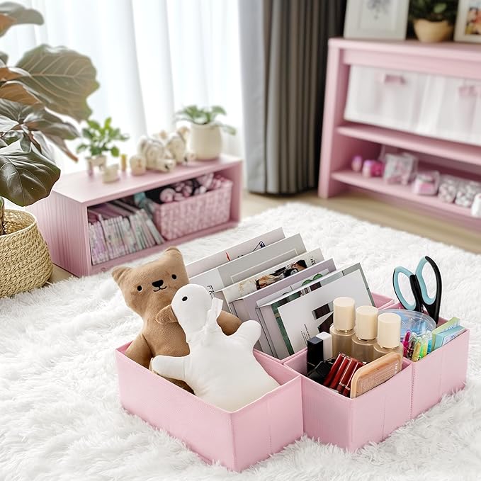 Drawer Organizer Clothes, 10 Pack Dresser Organizer for Baby Clothes, Pink