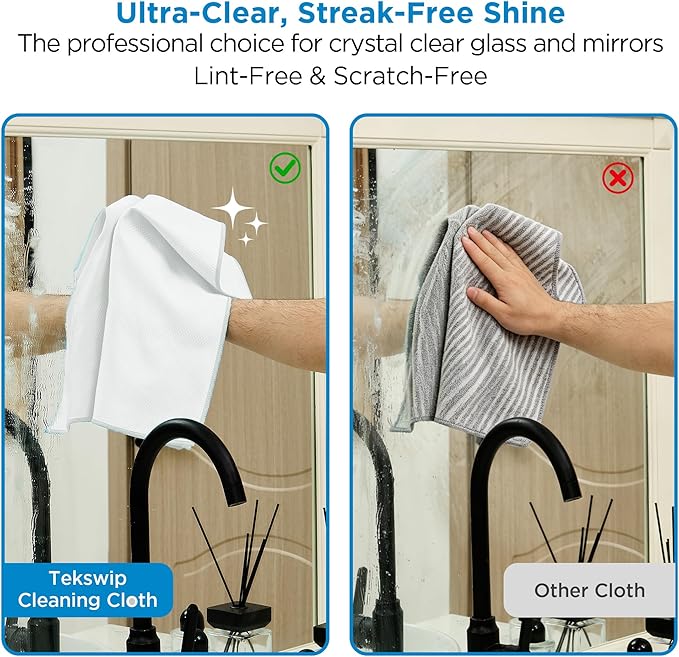 Microfiber Glass Cleaning Cloth 6 Pack - 15.5x15.5 Inch Lint Free Streak Free Polishing Cloth for Windows and Mirrors, Fish Scale Nano Cleaning Cloth for Car Window Detailing