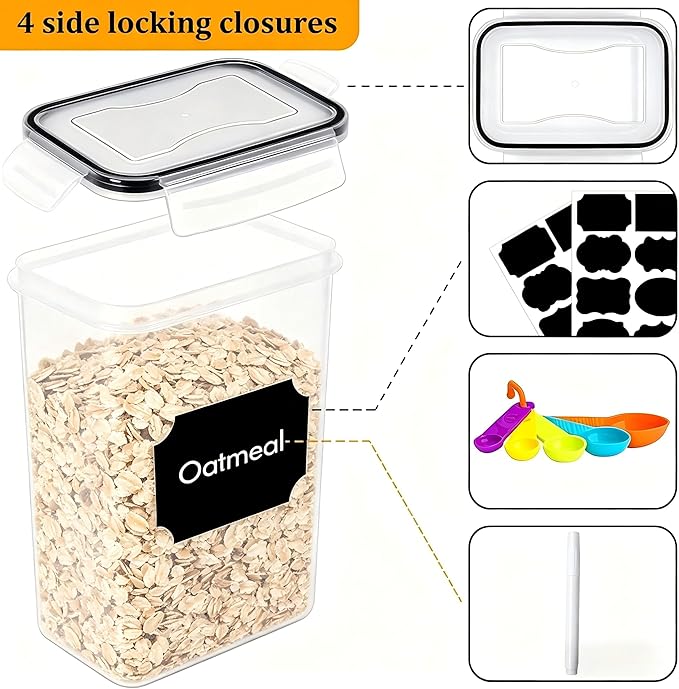 stusgo 28 Pack Airtight Food Storage Containers with Lids, BPA Free Clear Pantry Storage Container for Kitchen Food Pantry Organizers and Storage, Plastic Pantry Organiser for Cereal,Flour and Sugar