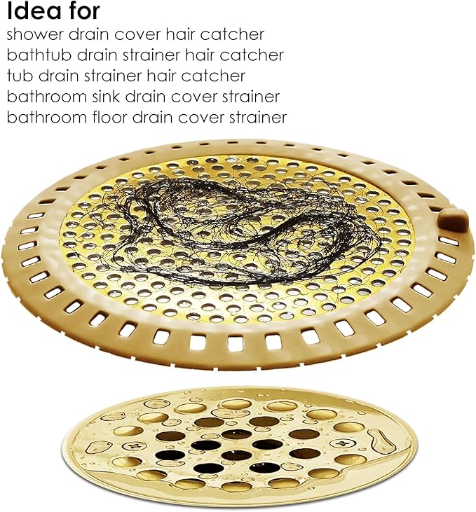 Seatery 2PCS Hair Catcher Shower Drain/Strainer/Cover/Filter/Trap, Bathtub Drain Cover Hair Catcher, Hair Stopper for Bathroom Sink/Floor Drain