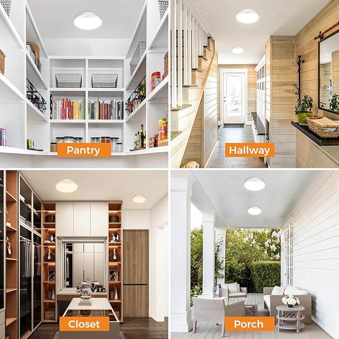 slochi Motion Sensor Light Indoor Hardwired PIR, 3000K/4000K/6500K LED Closet Lights Motion Sensored, 15W 1500LM 7 in, Timer, Motion Activated Flush Mount Ceiling Light for Hallway Wall Pantry, White