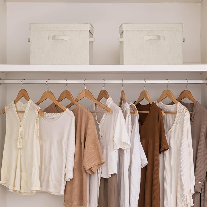 Fabric Storage Bins with Lids, Stackable Closet Storage Boxes with Handles