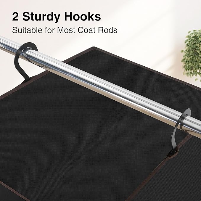 STO STO 2 Pack Garment Bag for Hanging Clothes Closet, Hanging Garment Cover with Built-in Steel Hanging Rod, Hanging Wardrobe Storage Bag for Suit, Dress with Clear Window, Zipper, ID Card, Black