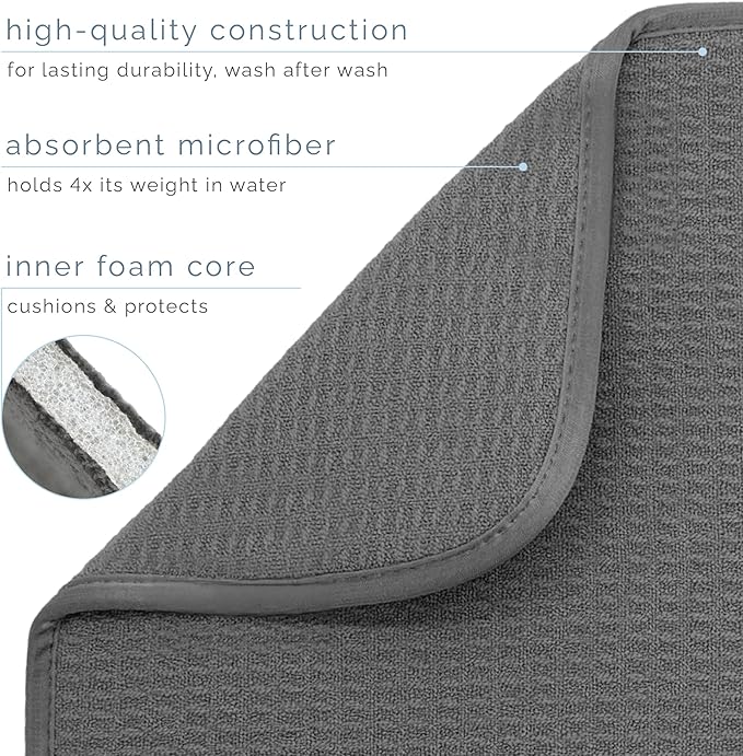 INC. Dish Drying Mat XL, 18” x 24”, Charcoal