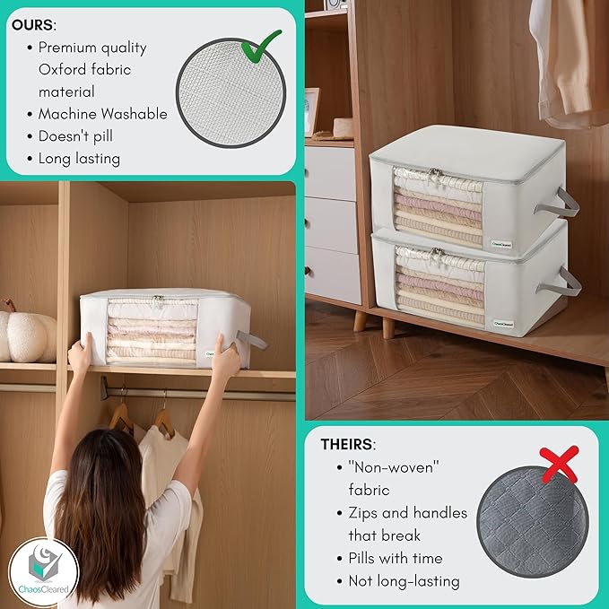 2 Pack Clothing Storage Bags Clothes Organizer folding fabric bags for sweaters