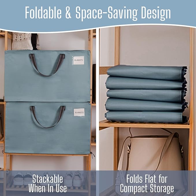 VENO 4 Pack Extra Large Heavy Duty Moving Bags with Wide Opening & Reinforced Handles, Reusable Storage Tote Bags with Strong Zippers for Clothes, College Dorm Essentials & Moving Supplies
