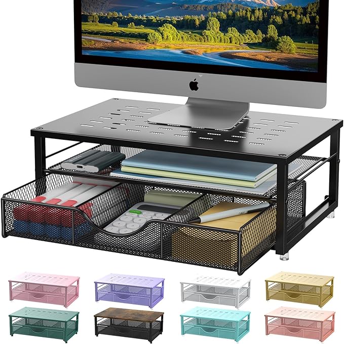 Computer Monitor Stand Riser, Desk Organizers and Accessories with Drawer