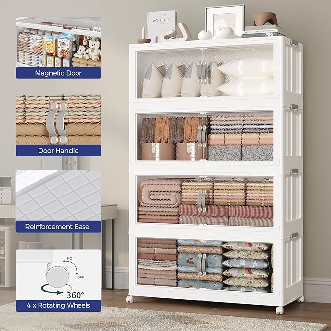 240Gal/960QT 6-Tiers Extra Large Stackable Storage Bins with Lid