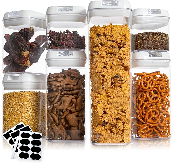 Cheer Collection Airtight Food Storage Containers, Kitchen Storage Containers for Pantry, Set of 7 Food Containers with Lids Airtight