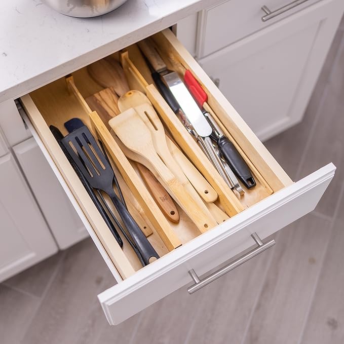 Fabsome Drawer Divider 6 Pack, Bamboo Dresser Organizers for Clothes Socks Underwear Baby Clothing