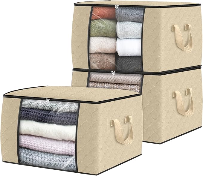 Fab totes 3 Pack Clothes Storage, Beige