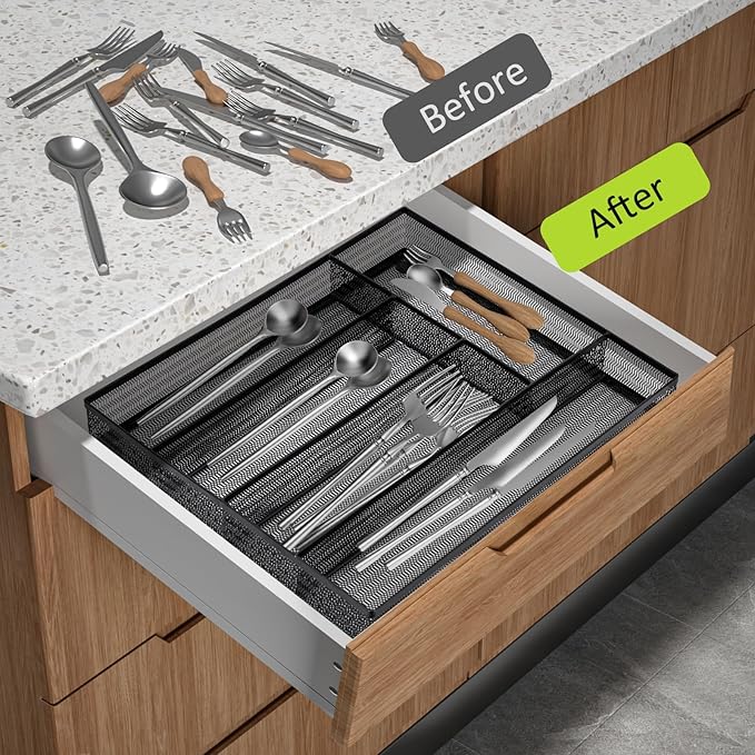Silverware Drawer Organizer, Black