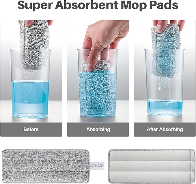 JOYMOOP Mop and Bucket Set, Hands-Free Flat Floor Mop with 3 Washable Microfiber Pads, Wet and Dry Use, Ideal for Home and Commercial Floor Cleaning