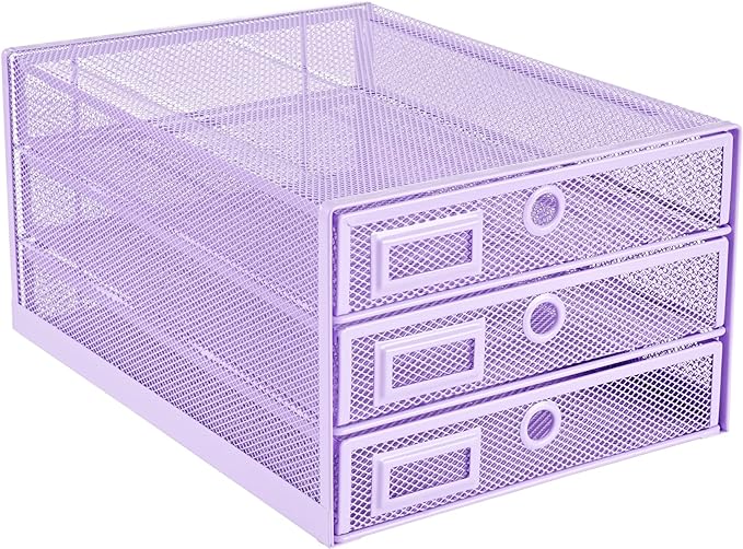 Annova Desk Organizer Wire Mesh 3 Tier Sliding Drawers Paper Sorter/Multifunctional/Premium Solid Construction for Letters, Documents, Mail, Files