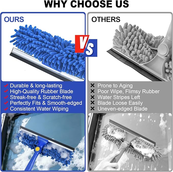 Wontolf 4-in-1 Squeegee for Window Cleaning Kit with Storage Bag, 79'' Squeegee Window Cleaner Tool with Extension Pole
