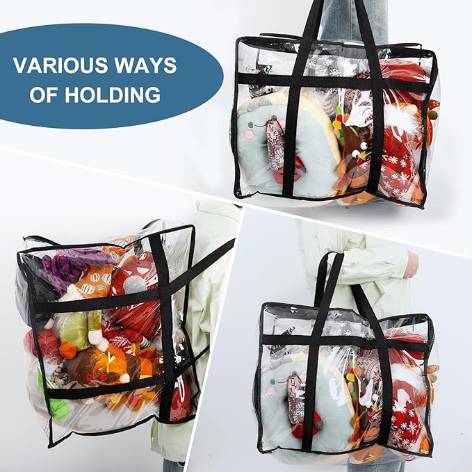 6Pack Clear Blanket Storage Bags, Vinyl Comforter Clothes Storage Closet Organizers and Storage Containers Moving Bags with Reinforced Handle for Bedding, Clothing, Comforters, Pillows, Toys,60L