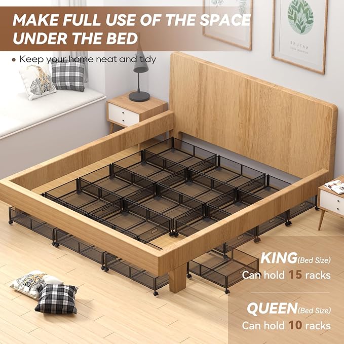 Under Bed Storage with wheels, Under the Bed Storage Containers, Black